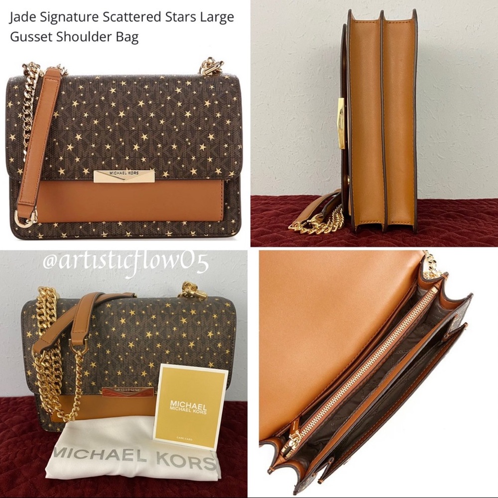 Flash Sale NEW Michael Kors
Jade Signature Scattered Stars Large Gusset Shoulder - Picture 6 of 10